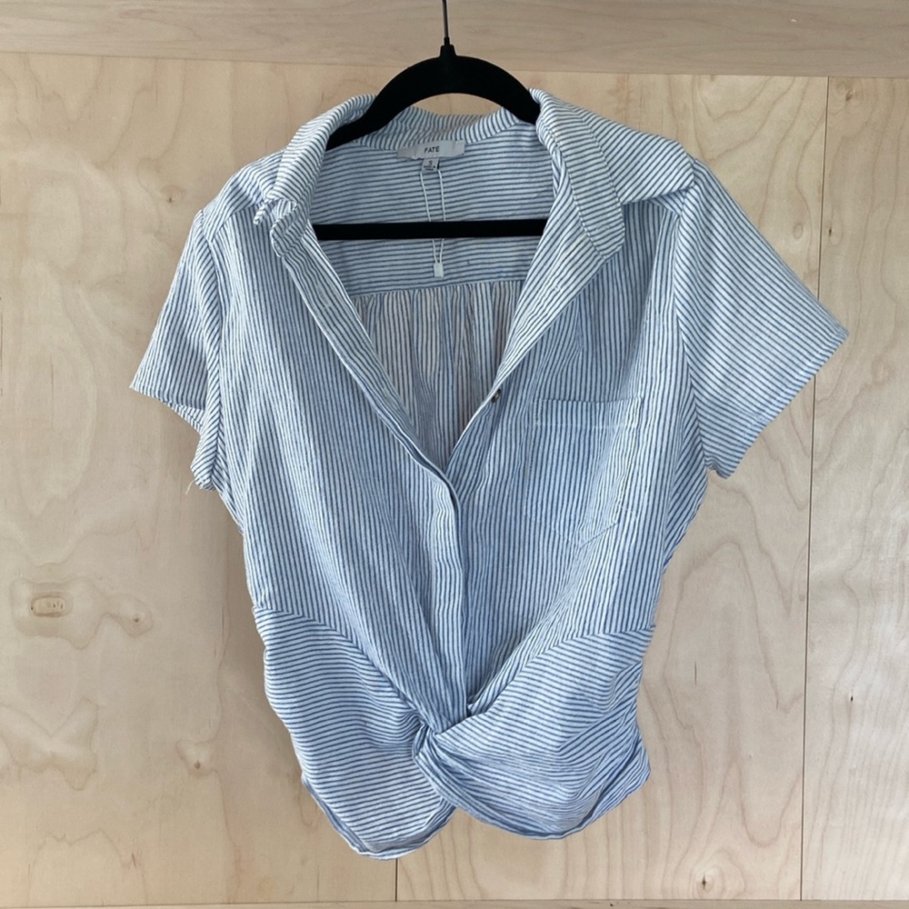 Striped cotton button up, size S